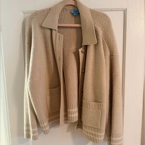 CeCe Tan Knit Cardigan Sweater XL Button Front Cozy Neutral
